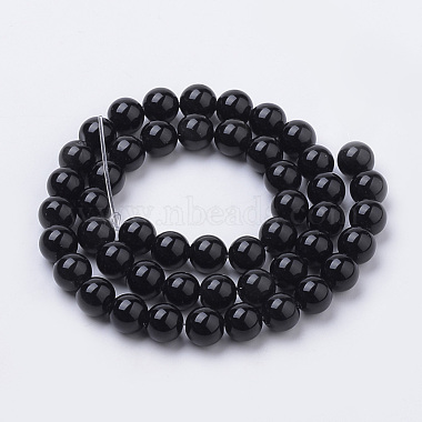 Natural Black Onyx Beads Strands(G-S259-19-10mm)-2