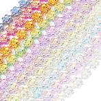 Electroplate Glass Beads Strands, Flower, AB Color Plated, Half Plated, Mixed Color, 12x13x5mm, Hole: 1mm, about 50pcs/strand, 25.59''(65cm)(EGLA-P069-02A-AB)