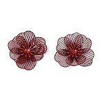 Spray Painted Iron Bead Caps, Flower, FireBrick, 34~36x34~36x4.5~7mm, Hole: 0.8~1mm(IFIN-N013-05A)