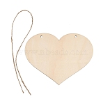 Unfinished Wood Pendants, Hanging Decoration Supplies, with Jute Rope, Heart, PapayaWhip, 117x152.5x2.5mm, Hole: 3~4mm(WD-CBACC5B-04C)