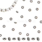 100Pcs Tibetan Style Alloy Beads Flower Spacer Beads, Cadmium Free & Lead Free, Granulated Beads, Antique Silver, 6x2mm, Hole: 1.5mm(TIBEB-LP0001-03)