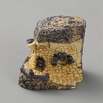 Resin Imitation Stone House Display Decorations, Moss Micro Landscape Garden Decorations, Light Khaki, 24x30x28.5mm(DJEW-WH0015-171A)