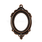 Zinc Alloy Pendant Cabochon Settings, Open Back Settings, Oval, Red Copper, Tray: 40x30mm, 65x37.5x2.5mm, Hole: 3mm(FIND-WH050-70R)
