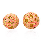 Alloy Enamel Beads, Matte Style, Cadmium Free & Lead Free, Round, Light Salmon, 10x9.5mm, Hole: 2mm(KK-N238-071A)