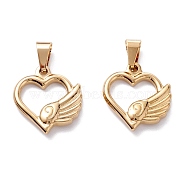 304 Stainless Steel Pendants, Heart with Wing, Golden, 23.5x21.5x4mm, Hole: 7x4mm(STAS-J036-132G)