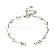 304 Stainless Steel Heart Link Chains, for Bracelet Making, with Lobster Claw Clasps & Chain Extenders, Stainless Steel Color, 6-1/4 inch(16cm), Hole: 3.5mm(AJEW-TA00004-02)