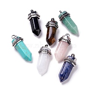 Gemstone Big Pendants, with Antique Silver Plated Alloy Findings, Cone, 53x21x21mm, Hole: 5mm(G-G993-03AS)