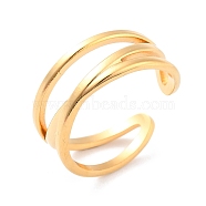 Ion Plating(IP) 304 Stainless Steel Criss Cross Open Cuff Ring for Women, Golden, Inner Diameter: 17.3mm(RJEW-L103-25G)