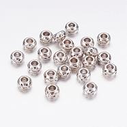 Tibetan Style Alloy Beads, Barrel, Lead Free, Cadmium Free and Nickel Free, Barrel, Antique Silver, about 5mm long, 8mm wide, hole: 3.5mm(X-LFH10212Y-NF)