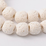 Natural Lava Rock Bead Strands, Dyed, Round, Creamy White, 10~11mm, Hole: about 2.5~3mm, about 43pcs/strand, 15.35 inch(G-L435-03-10mm-11)