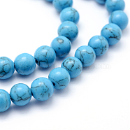 Synthetic Howlite Bead Strand, Dyed, Round, Deep Sky Blue, 8mm, Hole: 1mm, about 50pcs/strand, about 15 inch(G-E439-8mm-01B)