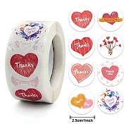 Thank You Theme Self Adhesive Paper Stickers, Colourful Roll Sticker Labels, Gift Tag Stickers, Heart Pattern, 2.5x0.1cm, 500pc/roll(DIY-M023-02A)