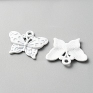Baking Painted Alloy Pendants, Butterfly Charm, White, 16.5x20x2mm, Hole: 1.5mm(FIND-TAC0011-82B)