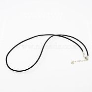 Rubber Cord, For Necklace Making, with Alloy Lobster Clasps, Platinum, Black, 18.1 inch(NCOR-D001-02)