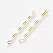Brass Links connectors, Real 18K Gold Plated, 30x2x1.5mm, Hole: 1mm(KK-S348-192)