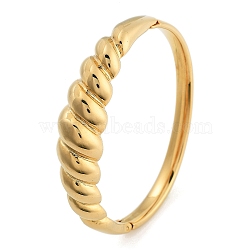 Ion Plating(IP) 304 Stainless Steel Croissant Hinged Bangles for Women, Golden, 5/8 inch(1.5cm), Inner Diameter: 2-3/8x2-1/8 inch(6x5.3cm)(BJEW-Z068-04G-04)