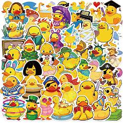 50Pcs Cute Yellow Duck Stickers, Self-adhesive Decals, for Suitcase, Skateboard, Refrigerator, Helmet, Computer, Mobile Phone Shell, Duck, 42~67x43~75x0.3mm(AJEW-R002-08A)