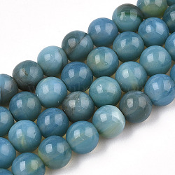 Glass Round Beads Strands, Imitation Stones, Round, Steel Blue, 8~8.5x8mm, Hole: 1mm, about 46~52pcs/strand, 14.17''~15.35''(36~39cm)(GLAA-M044-01M)