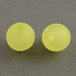 Frosted Acrylic Beads, Bead in Bead, Round, Yellow, 10mm, Hole: 2mm, about 588pcs/300g(FACR-Q006-10mm-03)