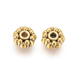 Tibetan Style Alloy Spacer Beads, Cadmium Free & Lead Free, Flower, Antique Golden, 8x4mm, Hole:2mm(GLF0358Y)