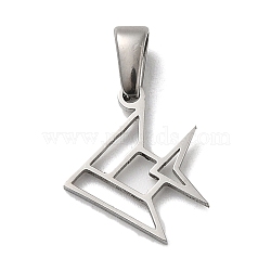 304 Stainless Steel Pendants, Laser Cut, Fish Charm, Stainless Steel Color, 15x12.5x1mm, Hole: 4.5x2.5mm(STAS-M322-11P)