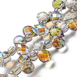 Full Rainbow Plated Electroplate Transparent Glass Beads Strands, Faceted, Teardrop, Light Grey, 6x5x5mm, Hole: 0.8mm, about 108pcs/strand, 16.14''(41cm)(EGLA-M030-01A-FR04)