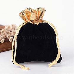 Rectangle Velvet Jewelry Bag, Black, 12x10cm(TP-R001-10x12-01)