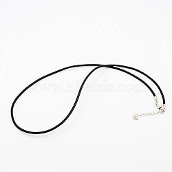 Rubber Cord, For Necklace Making, with Alloy Lobster Clasps, Platinum, Black, 18.1 inch(NCOR-D001-02)