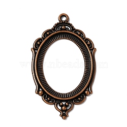 Zinc Alloy Pendant Cabochon Settings, Open Back Settings, Oval, Red Copper, Tray: 40x30mm, 65x37.5x2.5mm, Hole: 3mm(FIND-WH050-70R)