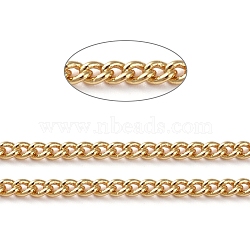 Brass Curb Chains, Twisted Chains, Soldered, Long-Lasting Plated, with Spool, Real 18K Gold Plated, 3x2x0.5mm, about 16.4 Feet(5m)/roll(CHC-G005-14G)