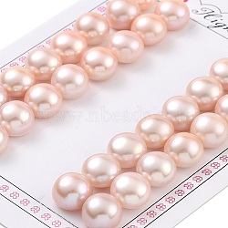 Grade 6A Natural Cultured Freshwater Pearl Beads, Half Drilled, Half Round Beads, Pink, 11~11.5x8mm, Hole: 1mm(PEAR-N018-6A-11115B)