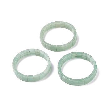 Natural Green Aventurine Stretch Bracelets, Faceted, Rectangle, 2-3/8 inch(6cm)