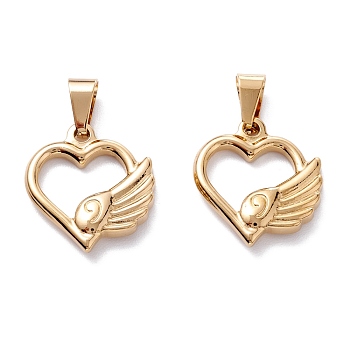 304 Stainless Steel Pendants, Heart with Wing, Golden, 23.5x21.5x4mm, Hole: 7x4mm
