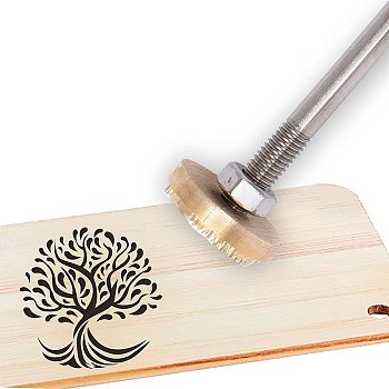 Stamping Embossing Soldering Brass with Stamp, for Cake/Wood, Tree Pattern, 30mm