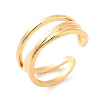 Ion Plating(IP) 304 Stainless Steel Criss Cross Open Cuff Ring for Women, Golden, Inner Diameter: 17.3mm
