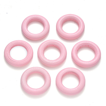 Spray Painted Maple Wood Linking Rings, Pink, 33x6mm, about 250pcs/500g