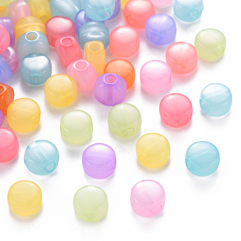 Transparent Acrylic Beads, Dyed, Flat Round, Mixed Color, 8.5x5.5mm, Hole: 2.5mm, about 1774pcs/500g