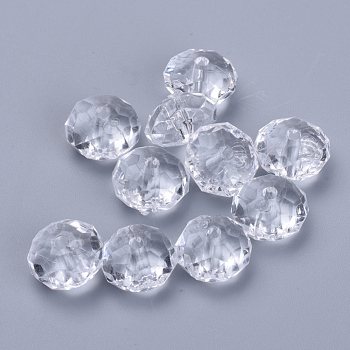 Transparent Acrylic Beads, Faceted, Rondelle, Clear, 11.5x7mm, Hole: 2mm, about 925pcs/500g