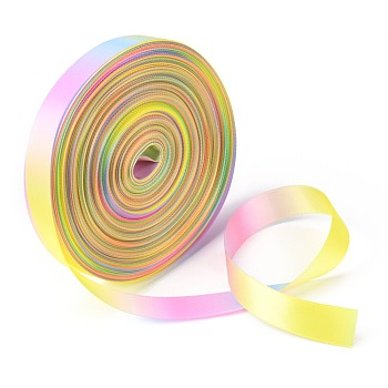 Rainbow Gradient Polyester Ribbon, Double Face Satin Ribbon, for Crafts Gift Wrapping, Party Decoration, Colorful, 3/4 inch(19mm), 50 yards/roll(45.72m/roll)
