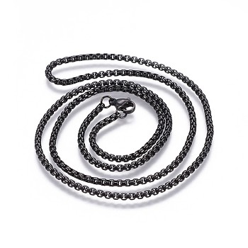 304 Stainless Steel Box Chain Necklaces, Gunmetal, 23.62 inch(60cm)