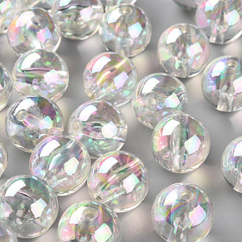 Transparent Acrylic Beads, AB Color Plated, Round, Clear, 20x19mm, Hole: 3mm, about 111pcs/500g
