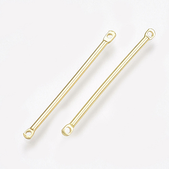 Brass Links connectors, Real 18K Gold Plated, 30x2x1.5mm, Hole: 1mm