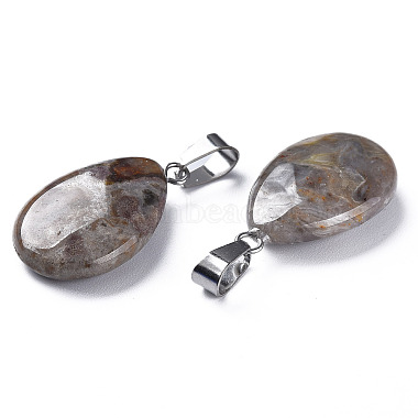 Teardrop Dyed Natural Crazy Agate Obsidian Pendants(G-Q368-12)-3