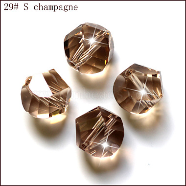 10mm BurlyWood Polygon Glass Beads
