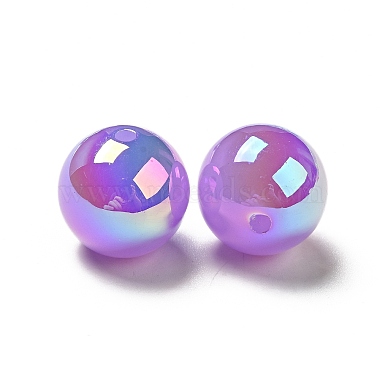 UV Plating Opaque Rainbow Iridescent Acrylic Beads(SACR-A001-03I)-2