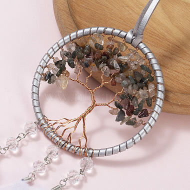 Natural Fluorite Chips Tree of Life Pendant Decorations(PW-WG63087-01)-4