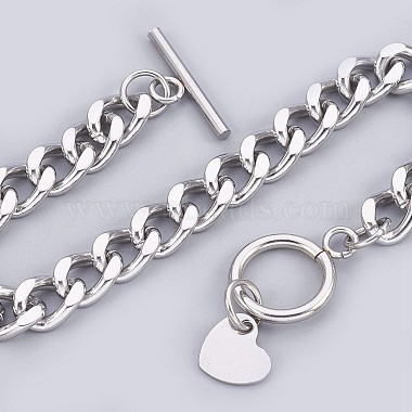 304 Stainless Steel Curb Chain Bracelets(BJEW-P237-04P)-2
