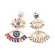 Rhinestone Double Evil Eye Dangle Stud Earrings with Acrylic Pearl Beaded(EJEW-J045-03A-KCG)-2