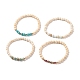 4 Uds 4 conjuntos de pulseras elásticas de piedras mixtas naturales y sintéticas con cuentas de madera para mujer(BJEW-JB08359)-4