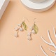 ABS Plastic Flower of Life with Shell Pearl Beaded Dangle Earrings(EJEW-TA00182)-2